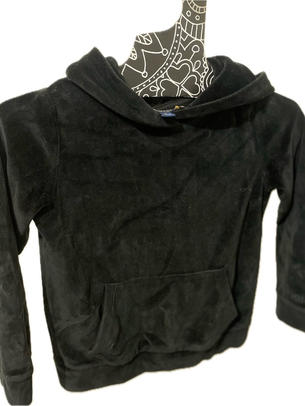 Polo by Ralph Lauren Black Velour Kids Hooded Sweatshirt